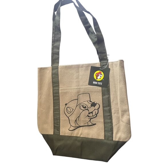 BUC-EE'S Handbags - Buc-ees Mini Tote Bag Canvas Green Handles & Beaver Logo - NEW with Tags